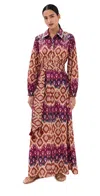 Figue Daisy Medallion-striped Long-sleeve Maxi Shirtdress In Multi