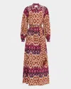 Figue Daisy Medallion-striped Long-sleeve Maxi Shirtdress In Multi