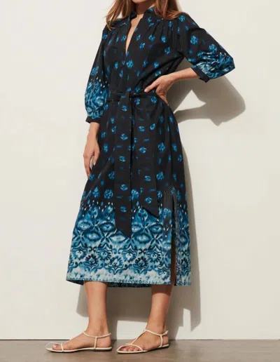 Figue Danilia Dress In Gradient Ikat Coastal Blue In Multi