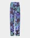 Figue Devon Floral Silk Wide-leg Pull-on Pants In Pressed Petal Royal Dusk