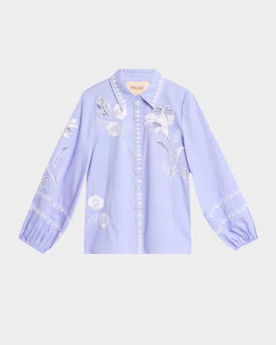 Figue Elaine Embroidered Button-down Top