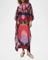 FIGUE ELIZABETH IKAT-PRINT BELTED MAXI KAFTAN DRESS