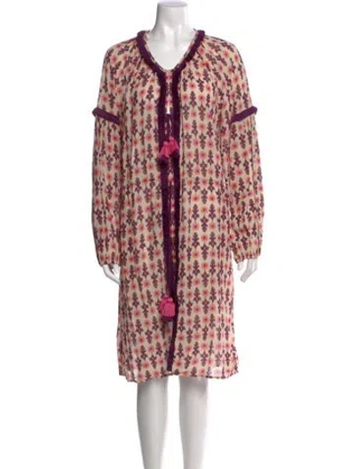 Pre-owned Figue Floral Print Knee-length Dress In Purple