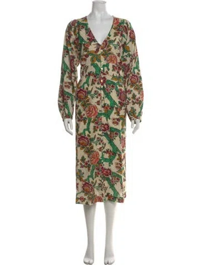 Pre-owned Figue Floral Print Long Dress