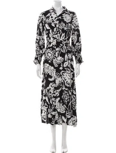 Pre-owned Figue Floral Print Long Dress In Brown