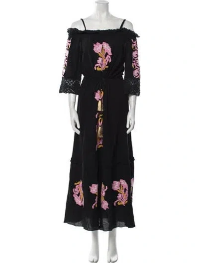 Pre-owned Figue Floral Print Long Dress In Multi