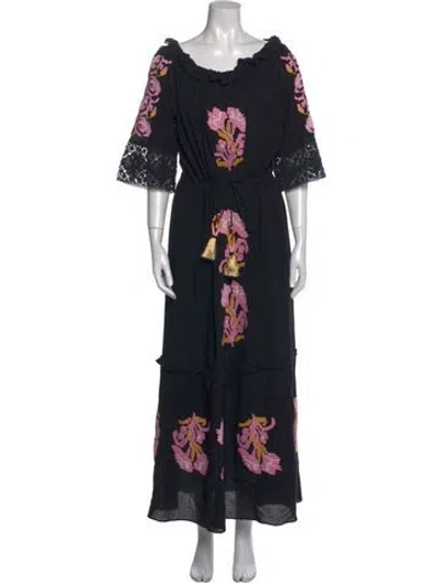Pre-owned Figue Floral Print Long Dress In Multi