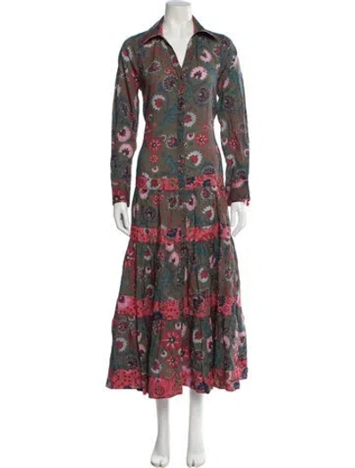Pre-owned Figue Floral Print Long Dress In Multi