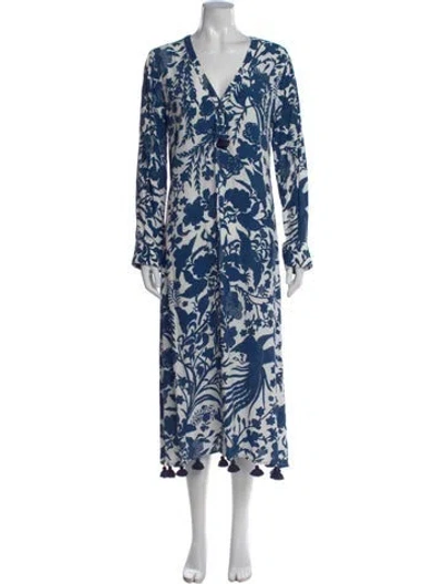 Pre-owned Figue Floral Print Long Dress In Multi