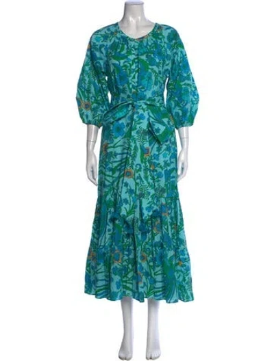 Pre-owned Figue Floral Print Long Dress In Multi