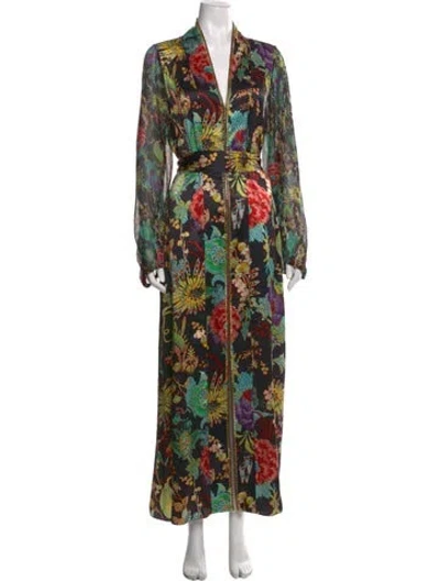 Pre-owned Figue Floral Print Long Dress In Multi