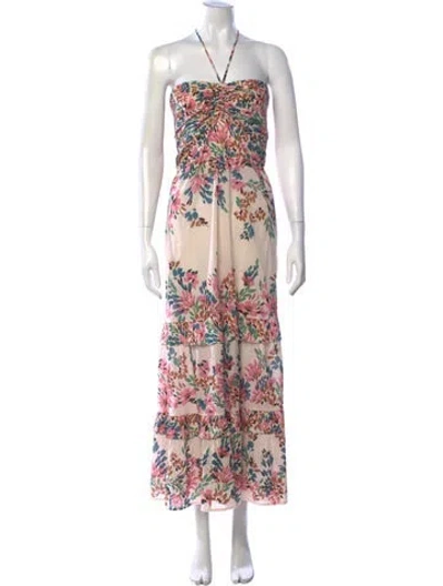 Pre-owned Figue Floral Print Long Dress In Multi