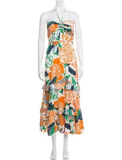 Pre-owned Figue Floral Print Long Dress In Multicolor