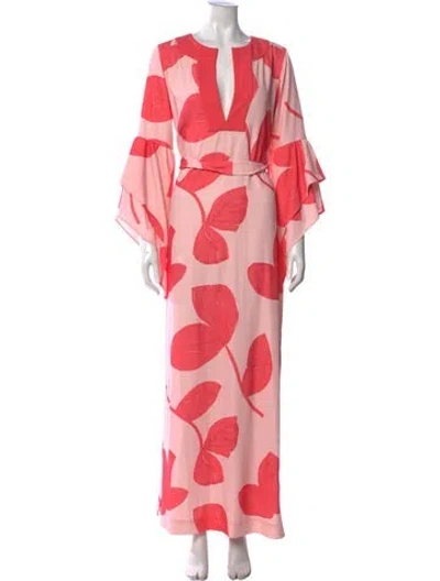Pre-owned Figue Floral Print Long Dress In Pink