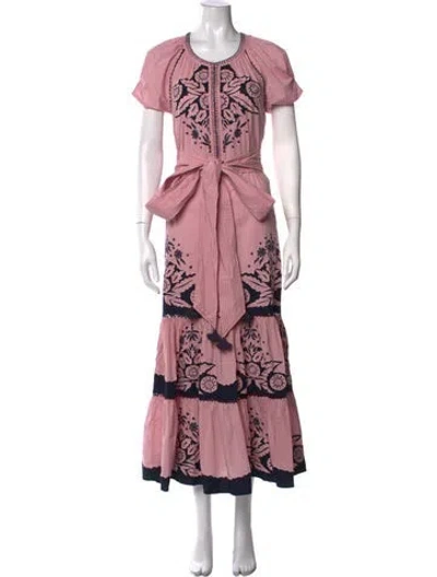 Pre-owned Figue Floral Print Long Dress In Pink
