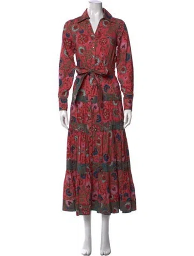 Pre-owned Figue Floral Print Long Dress In Pink