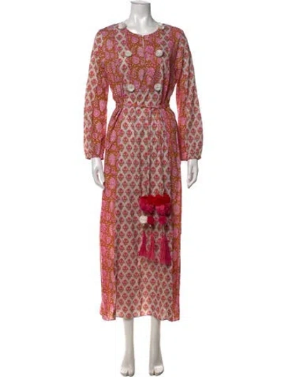 Pre-owned Figue Floral Print Long Dress In Pink