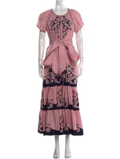 Pre-owned Figue Floral Print Long Dress In Pink