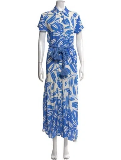 Pre-owned Figue Floral Print Long Dress W/ Tags In Blue