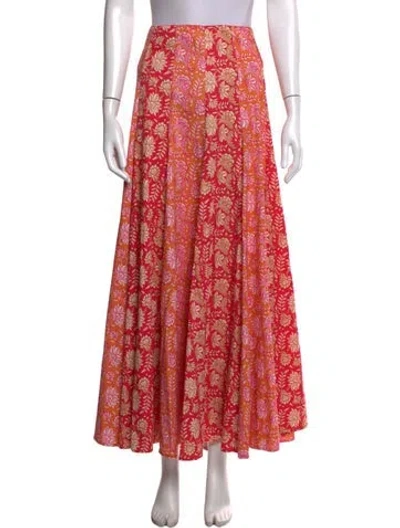 Pre-owned Figue Floral Print Long Skirt In Red