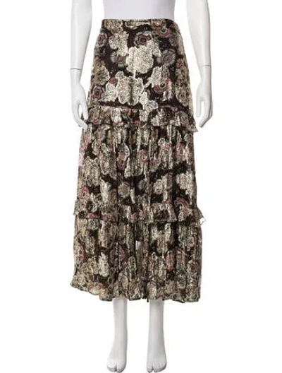 Pre-owned Figue Floral Print Long Skirt W/ Tags In Multicolor