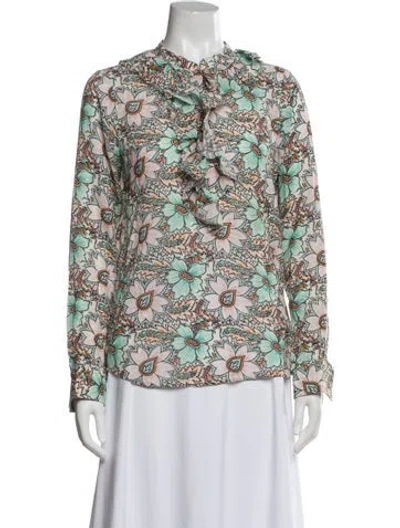 Pre-owned Figue Floral Print Long Sleeve Blouse In Multi