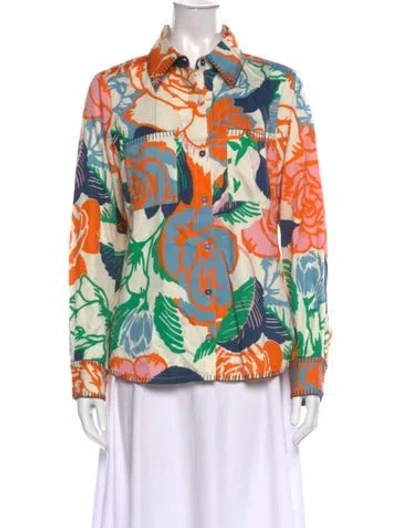 Pre-owned Figue Floral Print Long Sleeve Top In Multicolor