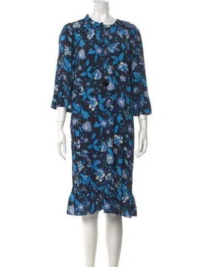 Pre-owned Figue Floral Print Midi Length Dress In Black