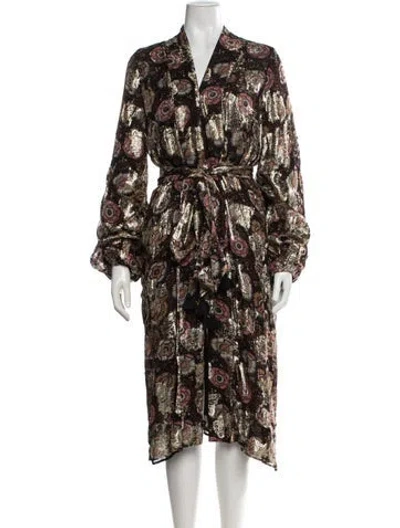 Pre-owned Figue Floral Print Midi Length Dress In Black