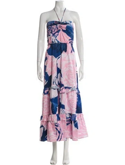 Pre-owned Figue Floral Print Midi Length Dress In Pink