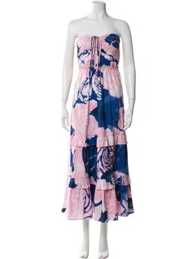 Pre-owned Figue Floral Print Midi Length Dress In Pink