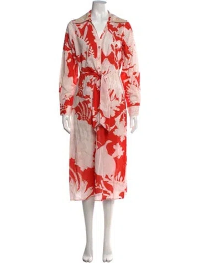 Pre-owned Figue Floral Print Midi Length Dress In Red