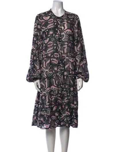 Pre-owned Figue Floral Print Midi Length Dress In White
