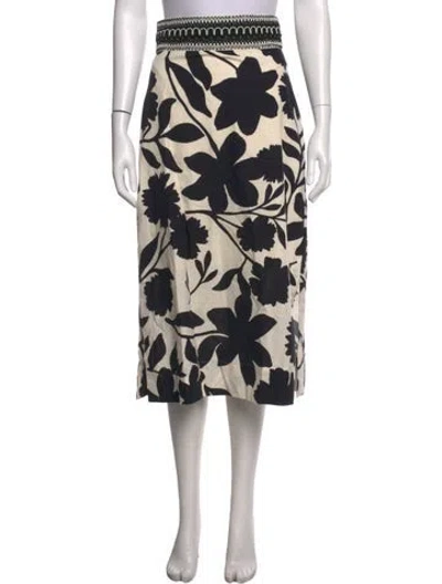 Pre-owned Figue Floral Print Midi Length Skirt In Black/neutrals