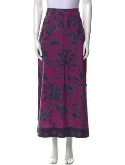 Pre-owned Figue Floral Print Midi Length Skirt W/ Tags In Purple