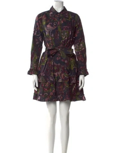 Pre-owned Figue Floral Print Mini Dress In Black