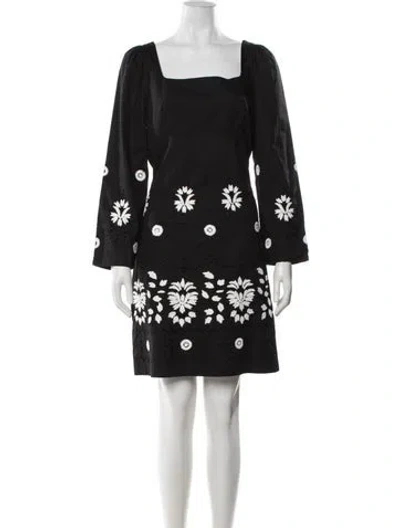 Pre-owned Figue Floral Print Mini Dress In Black
