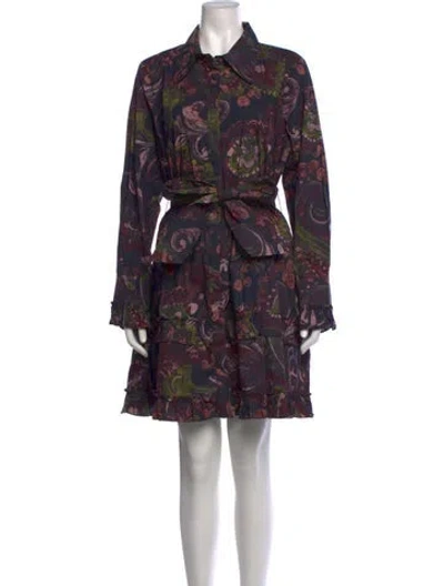 Pre-owned Figue Floral Print Mini Dress In Black