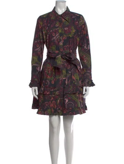 Pre-owned Figue Floral Print Mini Dress In Black