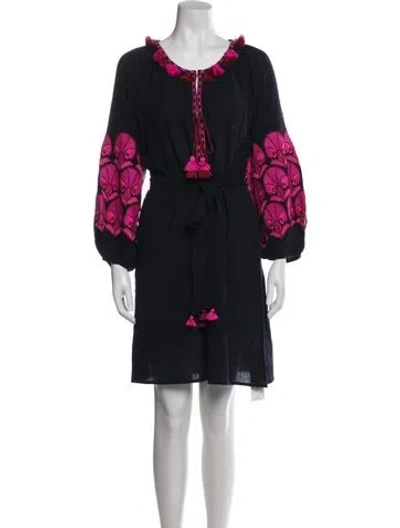 Pre-owned Figue Floral Print Mini Dress In Blue