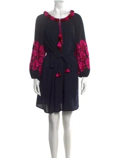 Pre-owned Figue Floral Print Mini Dress In Blue