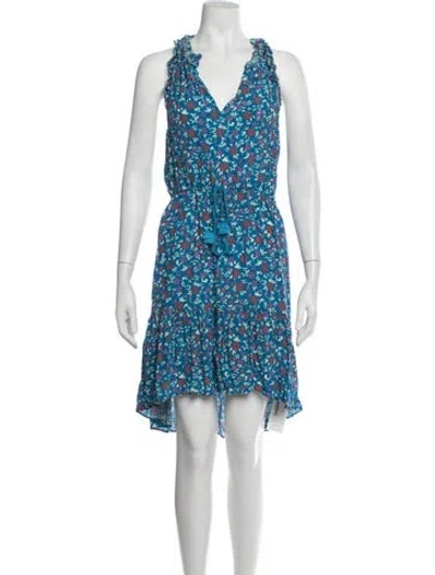Pre-owned Figue Floral Print Mini Dress In Blue