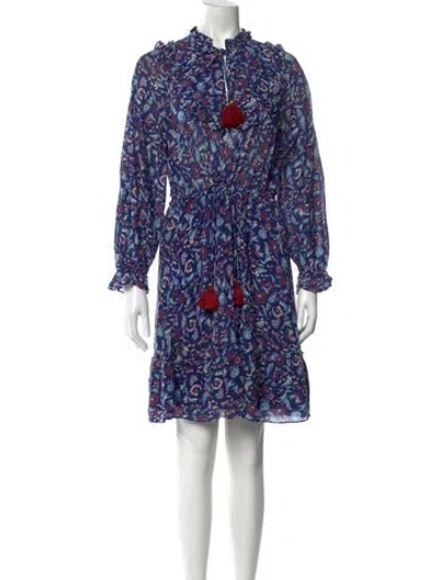 Pre-owned Figue Floral Print Mini Dress In Blue/red/white