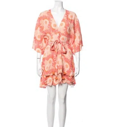 Pre-owned Figue Floral Print Mini Dress In Orange