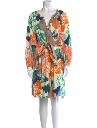 Pre-owned Figue Floral Print Mini Dress In Orange