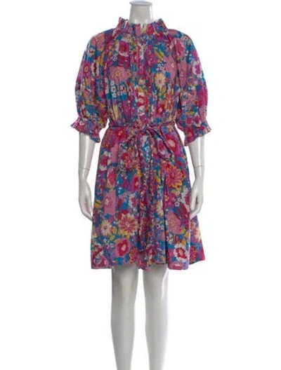 Pre-owned Figue Floral Print Mini Dress In Pink