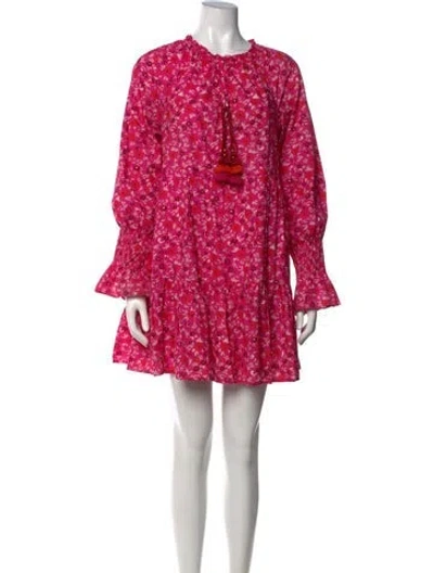 Pre-owned Figue Floral Print Mini Dress In Pink
