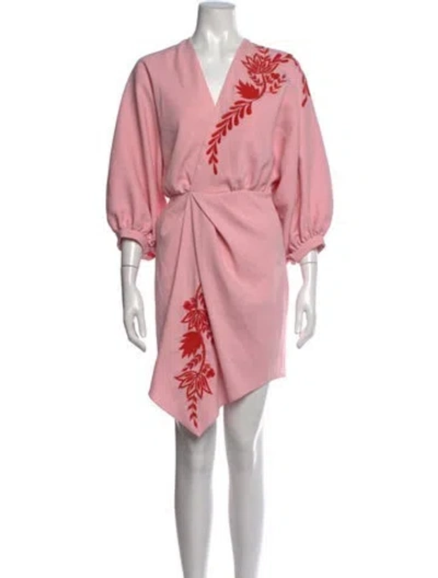Pre-owned Figue Floral Print Mini Dress In Pink