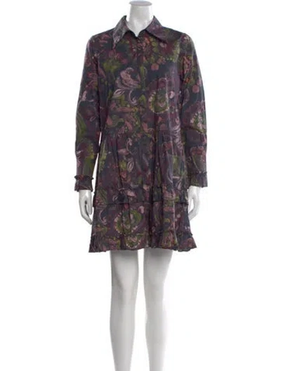 Pre-owned Figue Floral Print Mini Dress In Purple