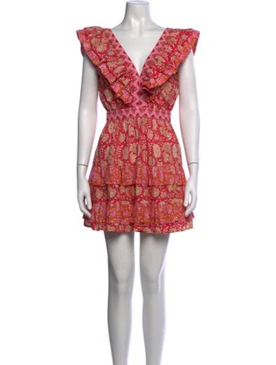 Pre-owned Figue Floral Print Mini Dress In Purple